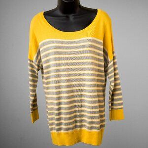 Banana Republic Womens Yellow Striped Scoop Neck Sweater Size Med